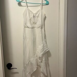 by & by White Asymmetrical Ruffled Sundress